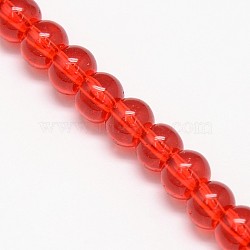 Crystal Glass Round Beads Strands, Red, 6mm, Hole: 1mm, about 69pcs/strand, 16.1 inch(EGLA-F037-6mm-B03)