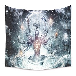Yoga Meditation Trippy Polyester Wall Hanging Tapestry, Psychedelic Tapestry for Bedroom Living Room Decoration, Rectangle, Slate Blue, 1000x1500mm(PW23040445559)