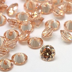 Diamond Shape Grade A Cubic Zirconia Cabochons, Faceted, PeachPuff, 1mm(ZIRC-M002-1mm-001)