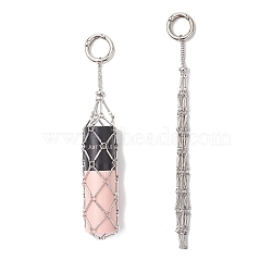 304 Stainless Steel Macrame Pouch Empty Stone Holder Pendant Decorations, with Alloy Spring Ring Clasps, Platinum & Stainless Steel Color, 145~165mm(SA-CJCA03-02)