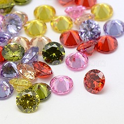 Cubic Zirconia Cabochons, Grade 3A, Faceted, Diamond, Mixed Color, 4x2.5mm(ZIRC-M002-4mm-3A)