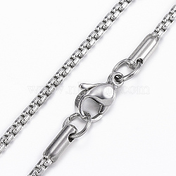 304 Stainless Steel Box Chain Necklaces, with Lobster Claw Clasp, Stainless Steel Color, 29.5 inch(75cm)(NJEW-L450-05P)
