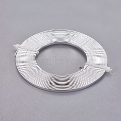 Aluminum Wire, Flat, Silver Color Plated, 3mm, about 5m/roll(X-AW-WH0002-01B-3mm)