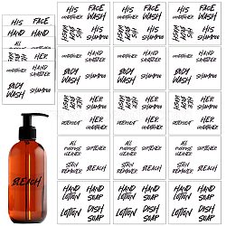 5 Sheets PVC Adhesive Bathroom Sorting Storage Stickers, Waterproof Soap Labels for Bathroom Can/Bottles, with Black Word, Word, 230x200x0.2mm, Sticker: 95x80mm, 4pcs/sheet, 5 sheets/bag(STIC-WH0003-009A)