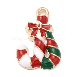 Alloy Enamel Pendants, Christmas Theme, Light Gold, Candy Cane, 20.5x14x3.5mm, Hole: 1.6mm(ENAM-Z003-01K-KCG)