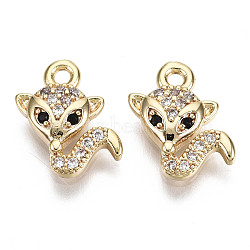Brass Micro Pave Cubic Zirconia Charms, with Enamel, Nickel Free, Real 18K Gold Plated, Snake, Clear, 11x10x2.5mm, Hole: 1.2mm(KK-N231-133-NF)
