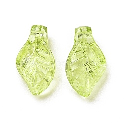 Transparent Acrylic Charms, for Earrings Accessories, Leaf Charms, Green Yellow, 9.7x5.5x3.6mm, Hole: 1.2mm(X-TACR-G041-01A)