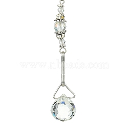 Electorplated Glass Ceiling Fan Pull Chain Extenders, with 304 Stainless Steel Ball Chains, Round with Teardrop Suncatchers, Stainless Steel Color, 365~386mm, 4 style, 1pc/style, 4pcs/set(FIND-AB00025)