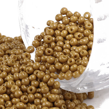 11/0 Grade A Round Glass Seed Beads, Baking Paint, Goldenrod, 2.3x1.5mm, Hole: 1mm, about 48500pcs/pound
