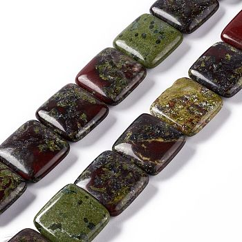 Natural Dragon Blood Beads Strands, Square, 19.5~20x19.5~20x6.5~7mm, Hole: 1.2mm, about 20pcs/strand, 15.59''~15.91''(39.6~40.4cm)