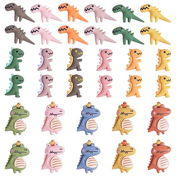 34Pcs Dinosaur Resin Charms Crocodile Ornaments Slime Resin Animal Flatback Embellishments for DIY Phonecase Decor Scrapbooking Crafts Jewelry Making Supplies, Colorful, 26.5x16.5mm