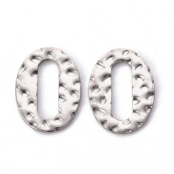 Hammered 201 Stainless Steel Linking Rings, Oval, Stainless Steel Color, 16.5x12x1mm, Inner Diameter: 3.5x11.5mm