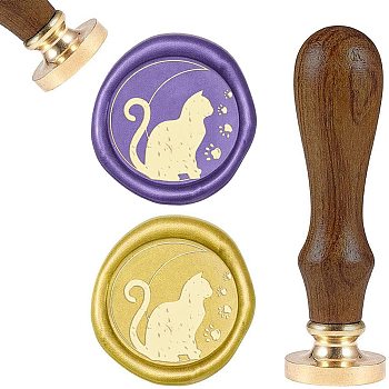 DIY Scrapbook, Brass Wax Seal Stamp and Wood Handle Sets, Animal Pattern, 83x22mm, Head: 7.5mm, Stamps: 25x14.5mm