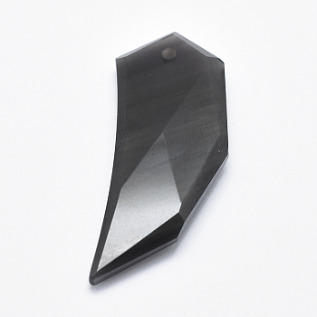 Natural Obsidian Pendants, Faceted, 49x18x6mm, Hole: 2mm
