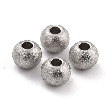 201 Stainless Steel Beads, Round, Stainless Steel Color, 6x5mm, Hole: 2mm