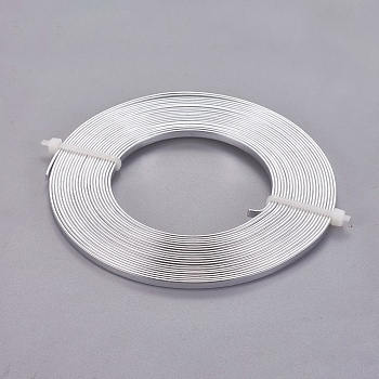 Aluminum Wire, Flat, Silver Color Plated, 3mm, about 5m/roll