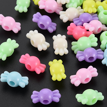 Opaque Acrylic Beads, Candy, Mixed Color, 16x8x8.5mm, Hole: 3mm, about 1300pcs/500g