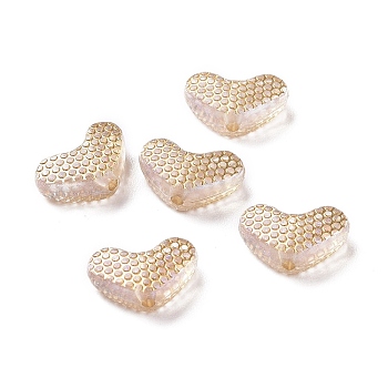 Plating Transparent Acrylic Beads, Golden Metal Enlaced, Heart, Clear, 8x13x5mm, Hole: 1.4mm, 1560pcs/500g