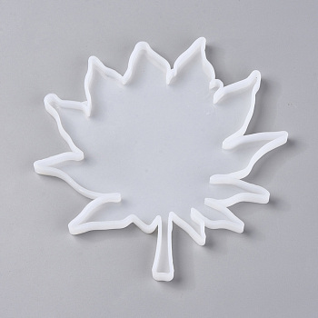 Autumn Theme DIY Maple Leaf Cup Pad Silicone Molds, for UV Resin, Epoxy Resin Jewelry Making, White, 200x192x10mm, Inner Size: 195x190mm