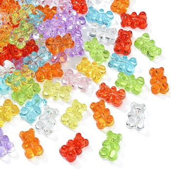 180Pcs 9 Colors Transparent Acrylic Beads, Bear, Mixed Color, 18.5x12x7.6mm, Hole: 1.6mm, 20pcs/color