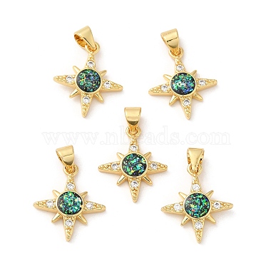 Real 18K Gold Plated Green Star Brass+Cubic Zirconia Pendants