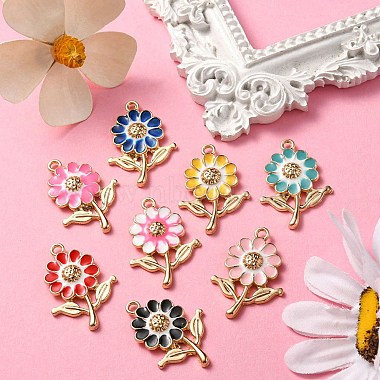 8Pcs 8 Colors Alloy Enamel Pendants(ENAM-YW0002-51)-5