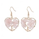 Natural Gemstone Chips Braided Heart with Tree of Life Dangle Earrings(EJEW-JE04882)-4