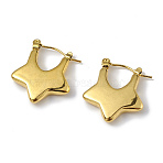 Ion Plating(IP) 304 Stainless Steel Star Thick Hoop Earrings for Women, Golden, 20.5x18x3.5mm, Pin: 0.5mm(EJEW-I284-08G)