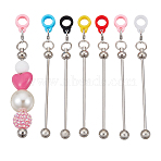 24Pcs 6 Colors Silcone Straw Cap, with Alloy & Iron Bar Beadable Keychain Bar, Mixed Color, 110mm, 4pcs/color(PALLOY-DR00007)