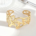 304 Stainless Steel Cuff Bangles for Women, Golden, Inner Diameter: 2.01x2.22 inch(5.1x5.65cm)(SA-CBAEBCF-01G-A)