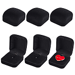 Plastic Cover with Velvet Brooch Packing Boxes, Square, Black, 5.85x5.3x3.55cm(VBOX-WH0012-06B)