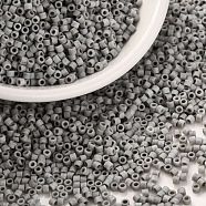 Cylinder Seed Beads, Frosted Colors, Uniform Size, Gray, 2x1.3~1.5mm, Hole: 0.8~1mm, about 40000pcs/bag, 450g/bag(SEED-H001-C07)