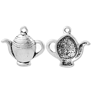 Tibetan Style Alloy Pendants, Teapot, Lead Free and Cadmium Free, Antique Silver, about 22mm long, 21mm wide, 4mm thick, hole: 1.5mm(X-EA10351Y)