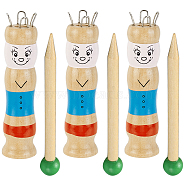 Wood Rope Knitting Machine, Toy's for Kids, Doll, Colorful, 28x115mm, Hole: 9.3mm(AJEW-WH0166-12)