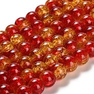 Spray Painted Crackle Glass Beads Strands, Round, Tomato, 10mm, Hole: 1.3~1.6mm, 31.4 inch(X-CCG-Q002-10mm-10)
