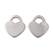 201 Stainless Steel Charms, Heart, Stainless Steel Color, 12x10.5x0.8mm, Hole: 2.7x2.9mm(X-STAS-K217-51A)