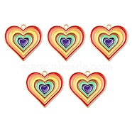 Alloy Pendants, with Enamel, Heart Charm, Colorful, 25x26x1.5mm, Hole: 1.8mm(ENAM-YW0002-37)