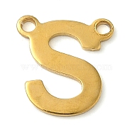 304 Stainless Steel Charms, Real 18K Gold Plated, Letter Charm, Letter S, 10x9.5x1mm, Hole: 1mm(STAS-Z074-04G-S)