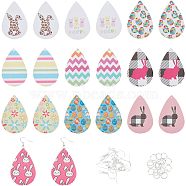DIY Easter Earring Making Kit, Including Bunny & Egg & Flower & Stripe Pattern PU Imitation Leather Pendants, Iron Earring Hooks, Mixed Color, 80Pcs/box(DIY-OC0009-92)