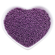 12/0 Glass Seed Beads, Grade A, Baking Varnish, Opaque Colours, Round, Purple, 2x1.5mm, Hole: 0.7mm, about 11200pcs/bag(SEED-OL0001-04-25)