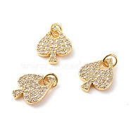 Brass Micro Pave Clear Cubic Zirconia Pendants, Cadmium Free & Lead Free, Heart, Real 18K Gold Plated, 16.5x12x2mm, Hole: 3.5mm(X-ZIRC-P094-20G-RS)