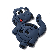 PVC Cartoon Pendants, Dinosaur, Prussian Blue, 49x40x3.5mm, Hole: 3.8mm(KY-F018-12)
