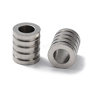 303 Stainless Steel Beads, Large Hole Beads, Grooved Column, Stainless Steel Color, 12x10mm, Hole: 6mm(STAS-Q302-26B-P)