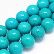 Natural Magnesite Round Bead Strands, Dyed & Heated, Medium Turquoise, 25mm, Hole: 2mm, about 16pcs/strand, 15.55 inch(TURQ-E022-38B-25mm)