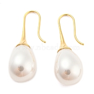 Plastic Pearl Teardrop Dangle Earrings, 304 Stainless Steel Earrings, Real 14K Gold Plated, 36x13mm(EJEW-C067-23C-G)
