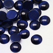 Cat Eye Cabochons, Half Round, Midnight Blue, 14x3mm(X-CE-J002-14mm-30)