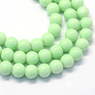 Baking Painted Glass Round Bead Strands, Pale Green, 8.5~9mm, Hole: 1.5mm, about 100~105pcs/strand, 31.8 inch(DGLA-Q020-8mm-22)