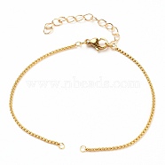304 Stainless Steel Box Chains/Venice Chains Bracelets Making, with Lobster Claw Clasps and Cable Chain Extension Chain, Golden, 7-1/4 inch(18.5cm)(AJEW-JB00783-02)