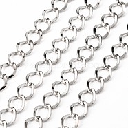 Iron Twisted Chains, Unwelded, with Spool, Rhombus Link, Platinum, 13.5x11x1mm, about 328.08 Feet(100m)/roll(CH-R005-13x11mm-P)