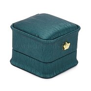 PU Leather Ring Storage Box, Plush Interior Gift Case, for Jewelry Showcase Ring Holder, Dark Cyan, 5.85x5.85x4.8cm(X-OBOX-D007-08)